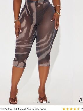 Fashion Nova Brown Animal Print Mesh Capris
